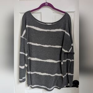 First Love Charcoal and Ivory Striped Top